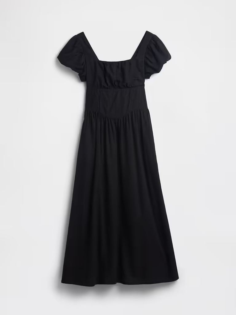 Nwt Gap Linen-Blend Drop Waist Maxi Dress // Black — image 4 of 5